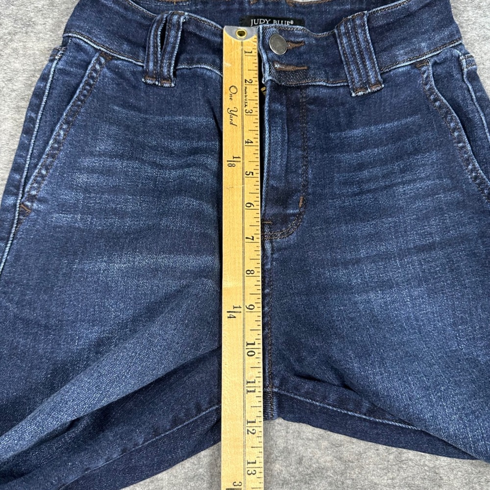 Judy Blue Womens Dark Wash Wide Leg High Rise Denim Jeans 1/25 Short - Picture 8 of 9